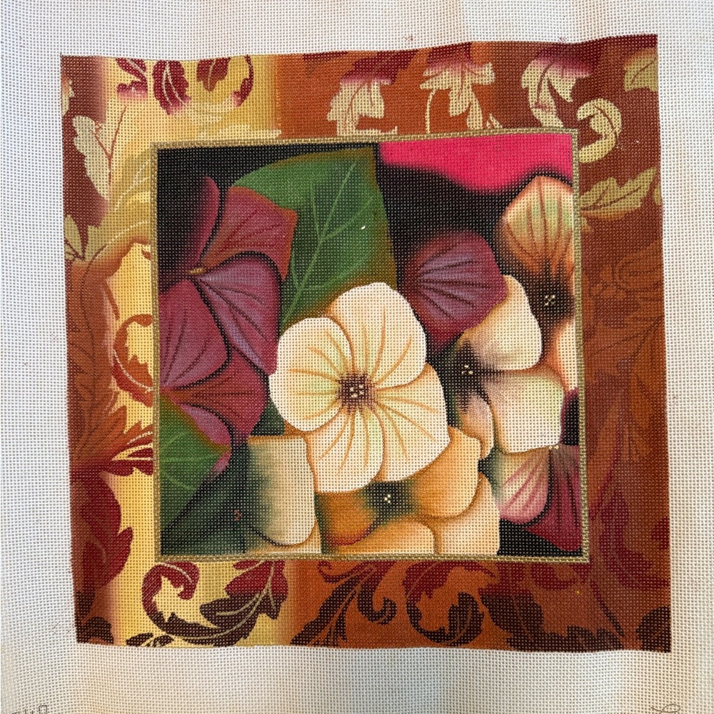Lani’s rich, warm and wonderful needlepoint Hydrangas hydrangeas canvas. 14M
